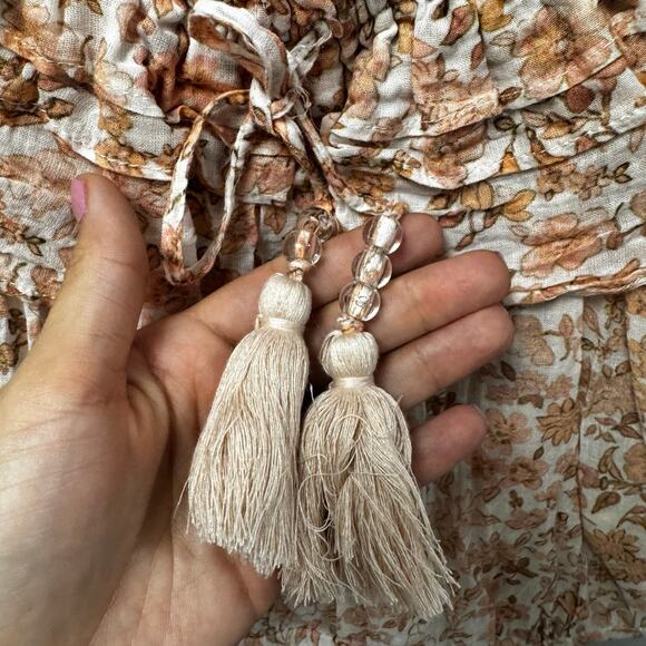 Love Shack Fancy Pink Floral Ruffle Dorin Cotton Crop Top Womens Small - Picture 7 of 8